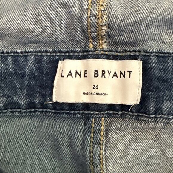 Lane Bryant Women’s Plus Size 26 Denim Short Overalls Shortalls Jeans Pockets - Picture 7 of 9